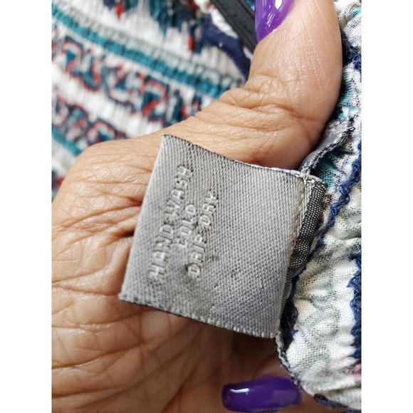 Angle Women's Blue & White 100% Rayon Off The Shoulder Long Maxi Dress Size XS - Picture 8 of 9